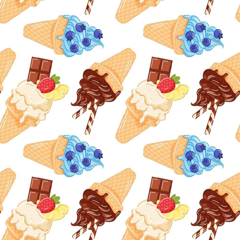 Colorful ice cream cone pattern vector