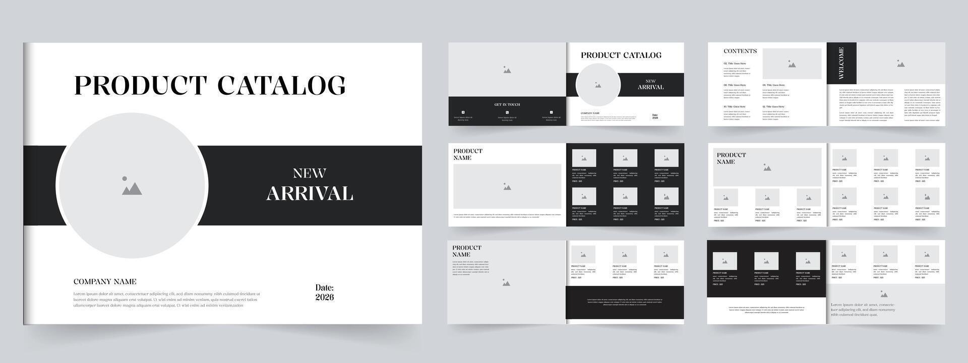Product catalog design or landscape catalogue layout template vector