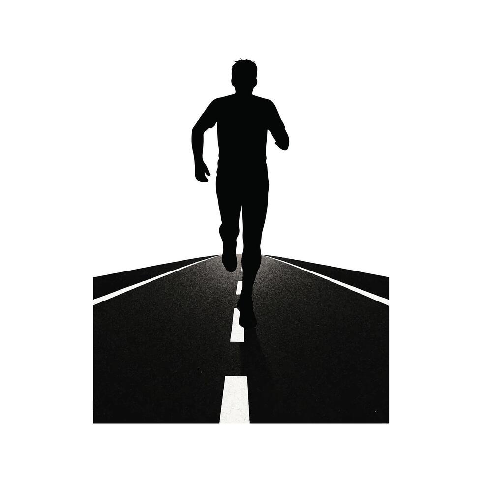 Runner silhouette man jogging on road fitness training exercise healthy lifestyle concept isolated on white background vector