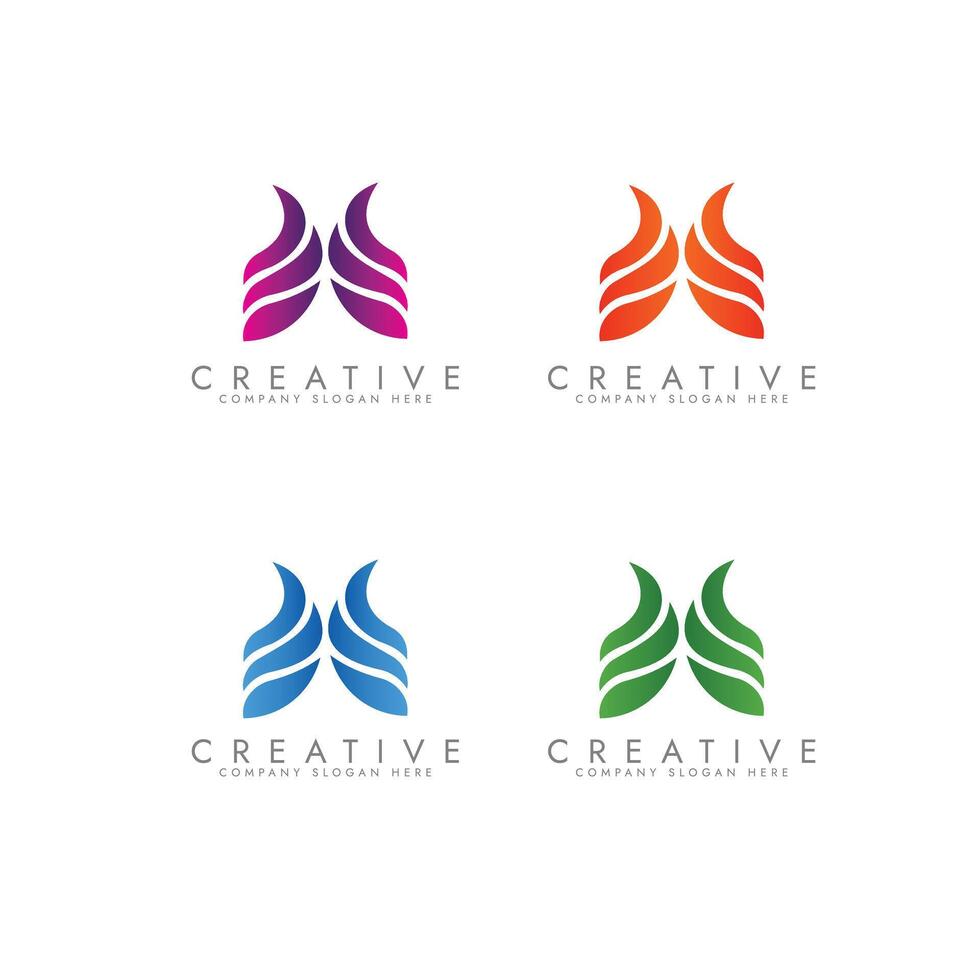 Breastbone logo set gradient color template design vector