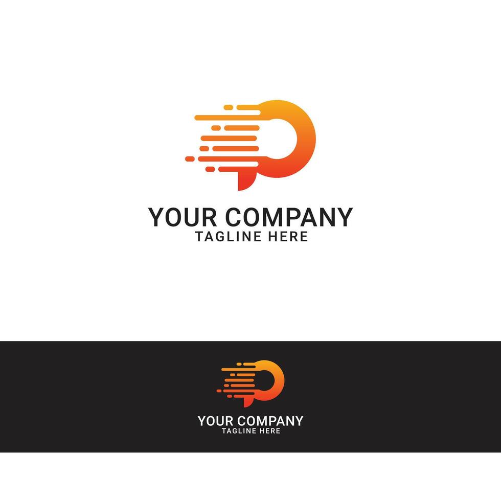 Initial P Letter Fast Speed Logo icon. vector