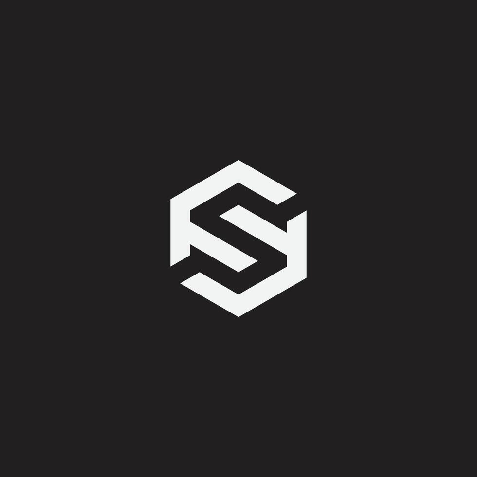 S Letter Hexagon Logo. Modern Geometric Monogram for Tech and Security Brand. vector