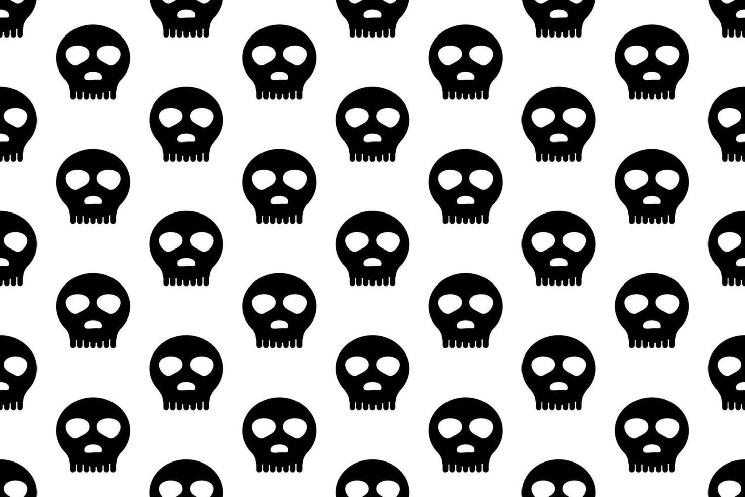 Black skull seamless pattern for holiday Halloween. Background for wallpaper, wrapping, packing, and backdrop. vector