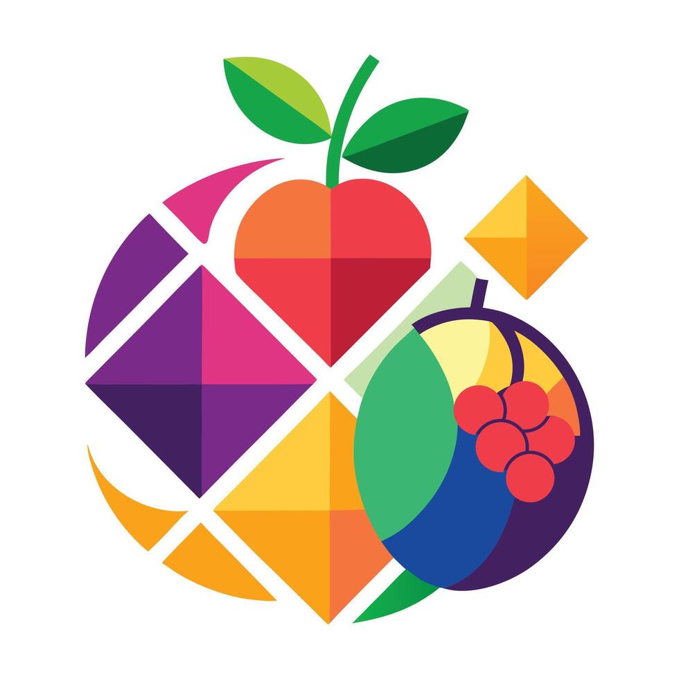Colorful geometric fruit icon fresh natural design vector