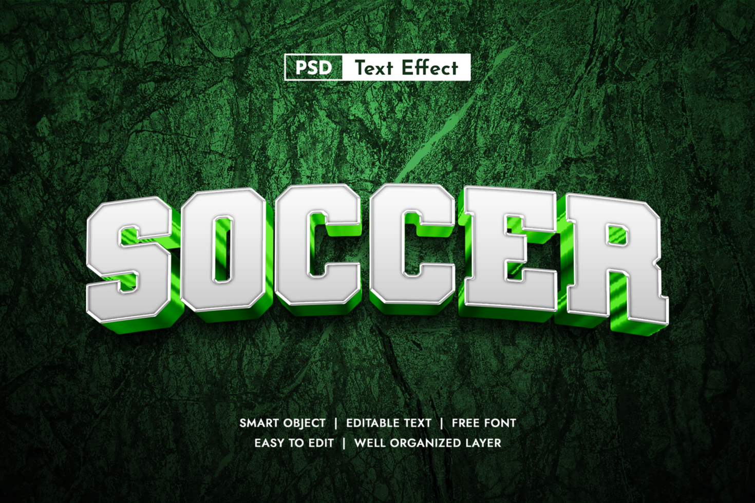 Modern 3D Soccer Sport Text Effect for Game or Event Title psd