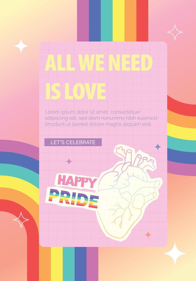 All We Need is Love message for Happy Pride, illustration vector