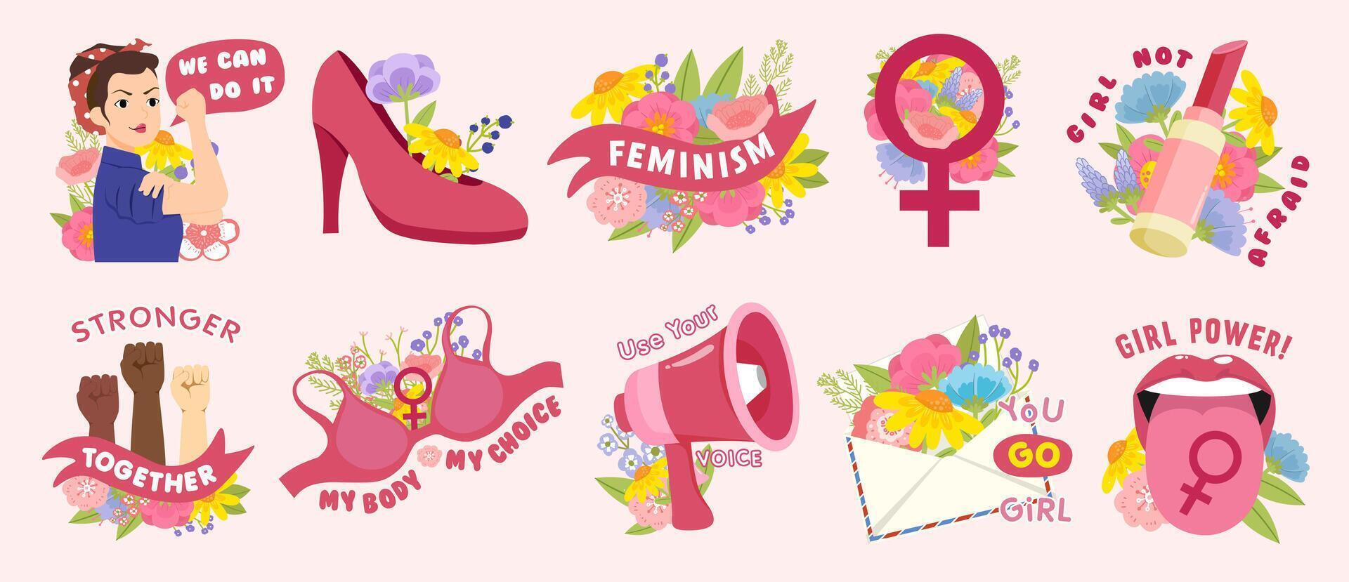 Feminist art celebrating empowerment and equality vector