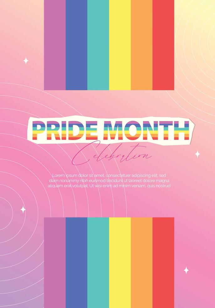 Pride Month celebration with colorful rainbow banners, illustration vector