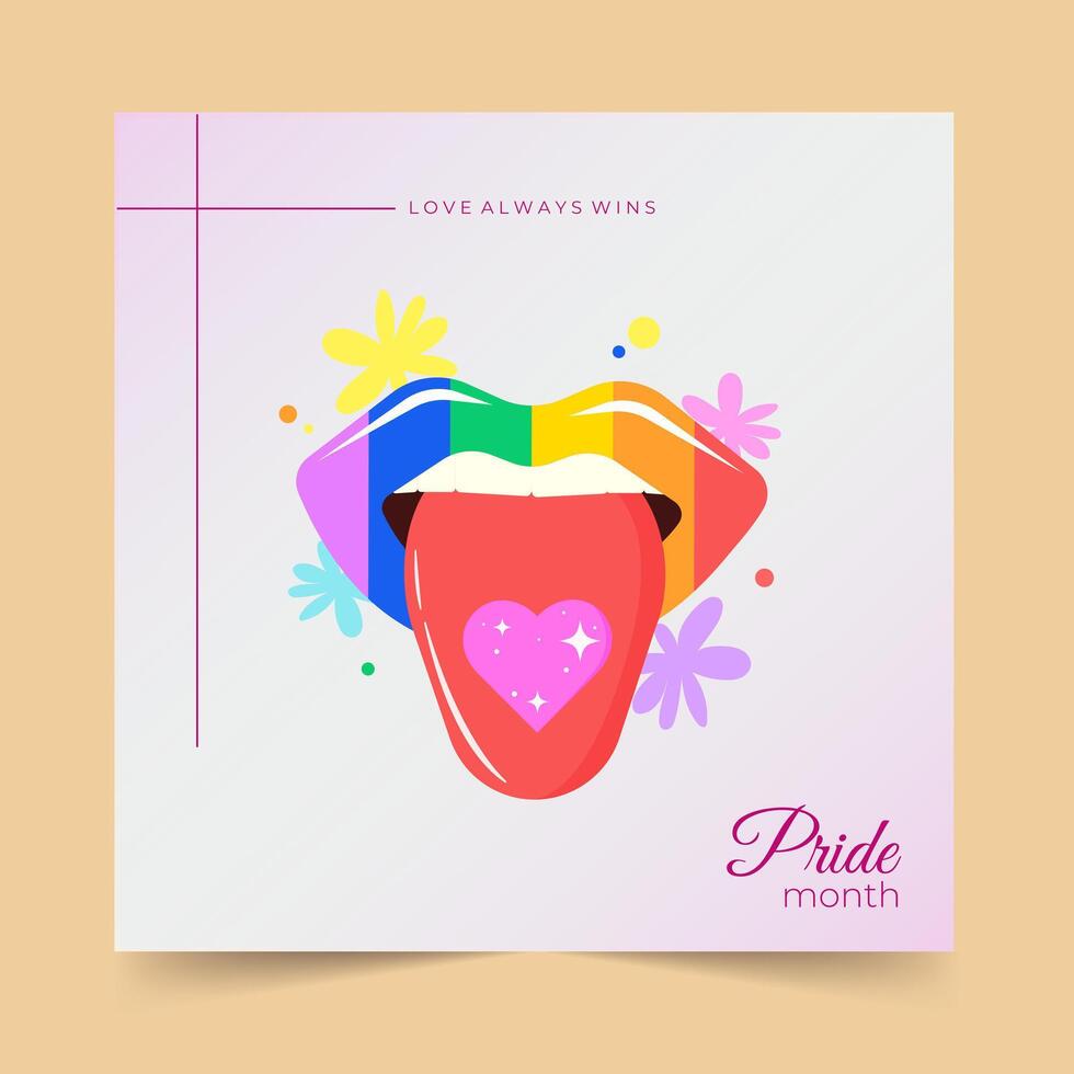Playful Colorful Lips Symbolizing Love and Pride, illustration vector