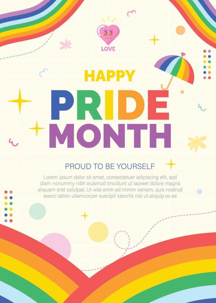 Happy Pride Month Celebration with Rainbow Design, illustration vector