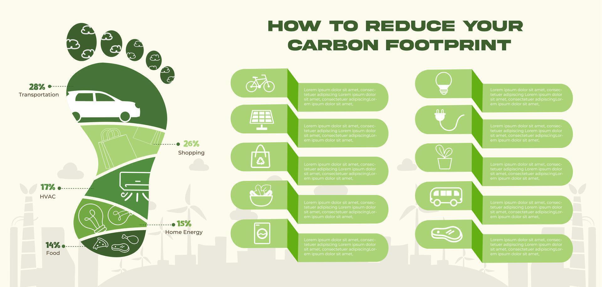 Reduce your carbon footprint infographic vector