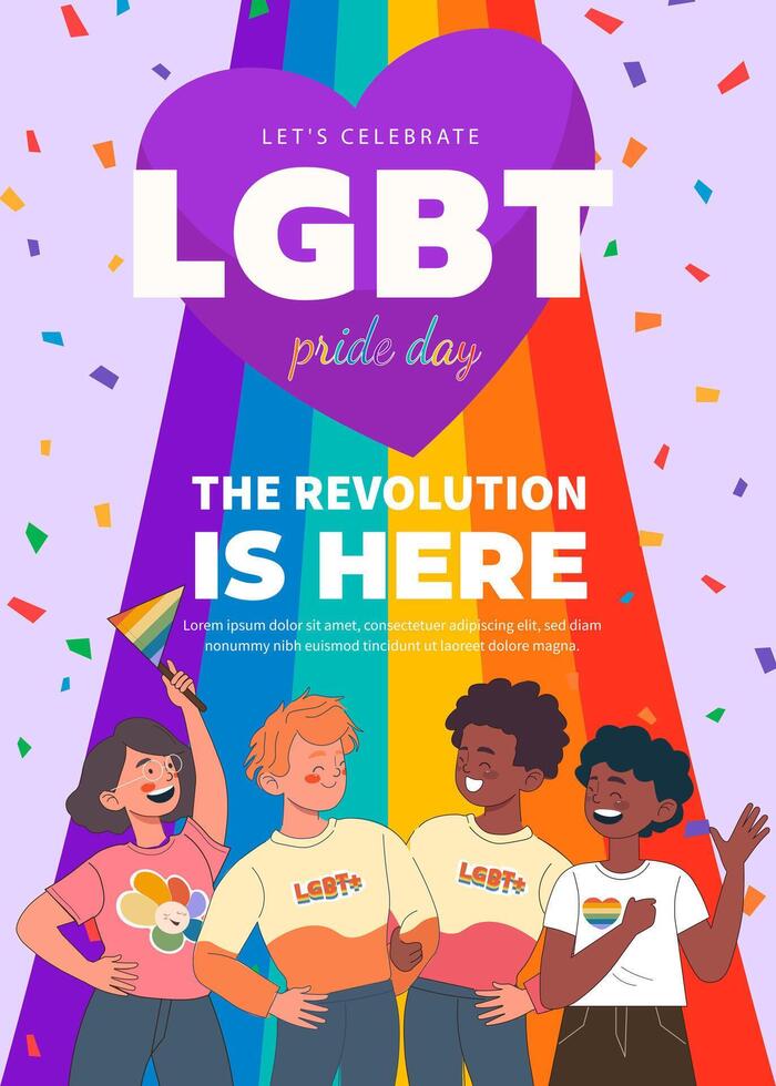 LGBT pride day celebration with diverse people vector