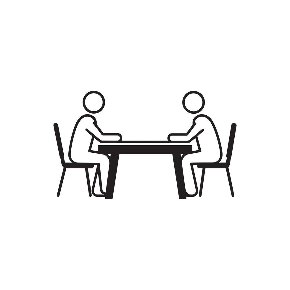 Two People Sitting at a Table Icon For Discussion vector