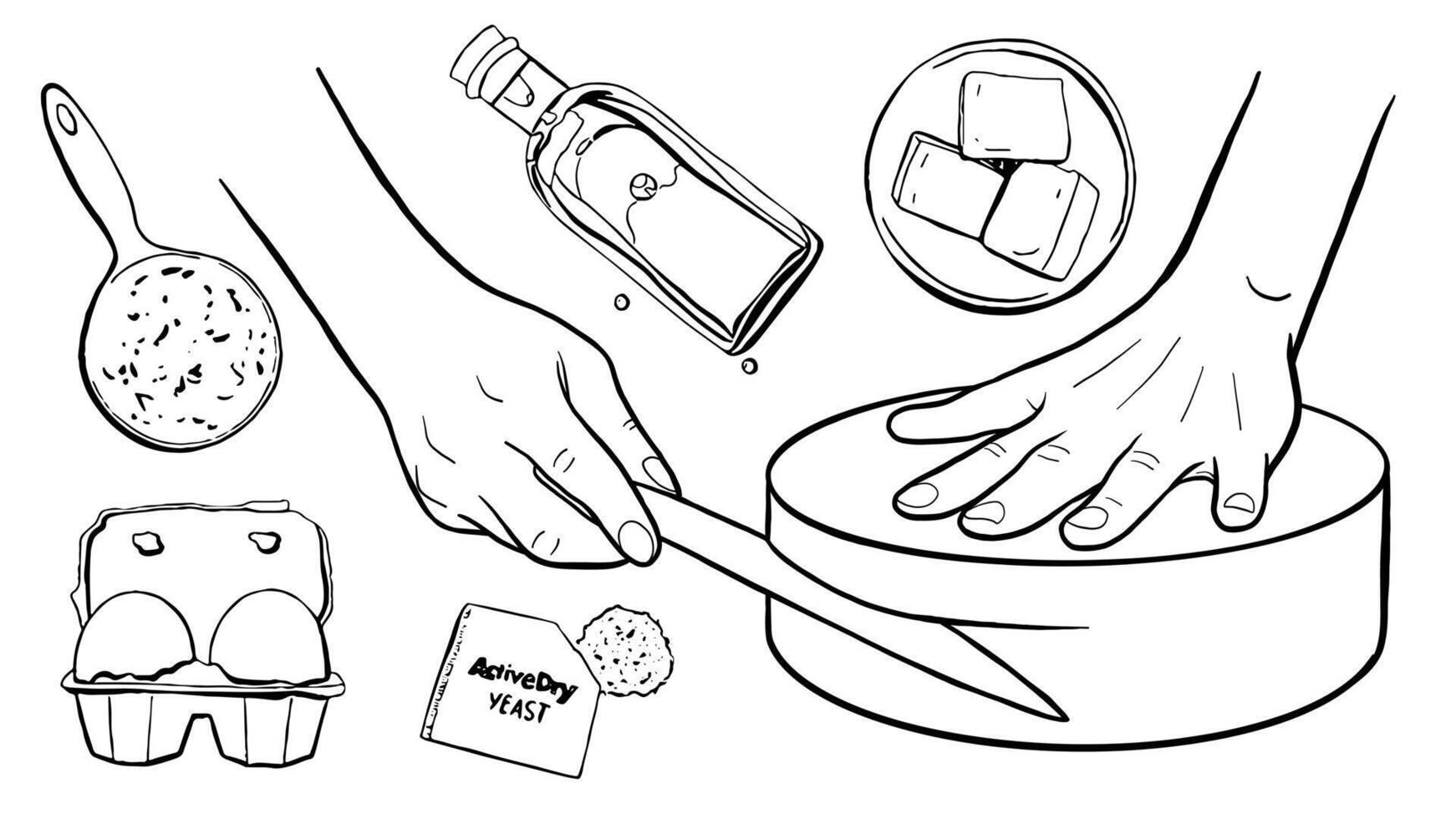 Baking Line Set. Pastry Chef Hands Cutting Biscuit vector