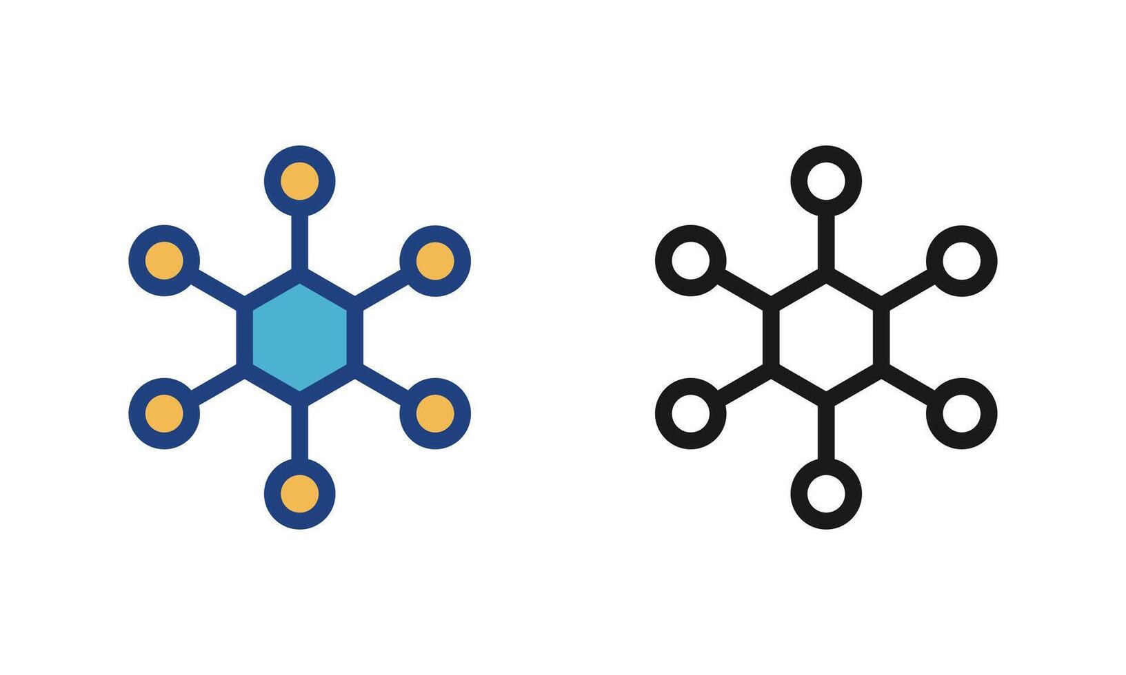 Star Network Topology, Molecular Structure Icons, IT Network Communication Technology Icon. vector