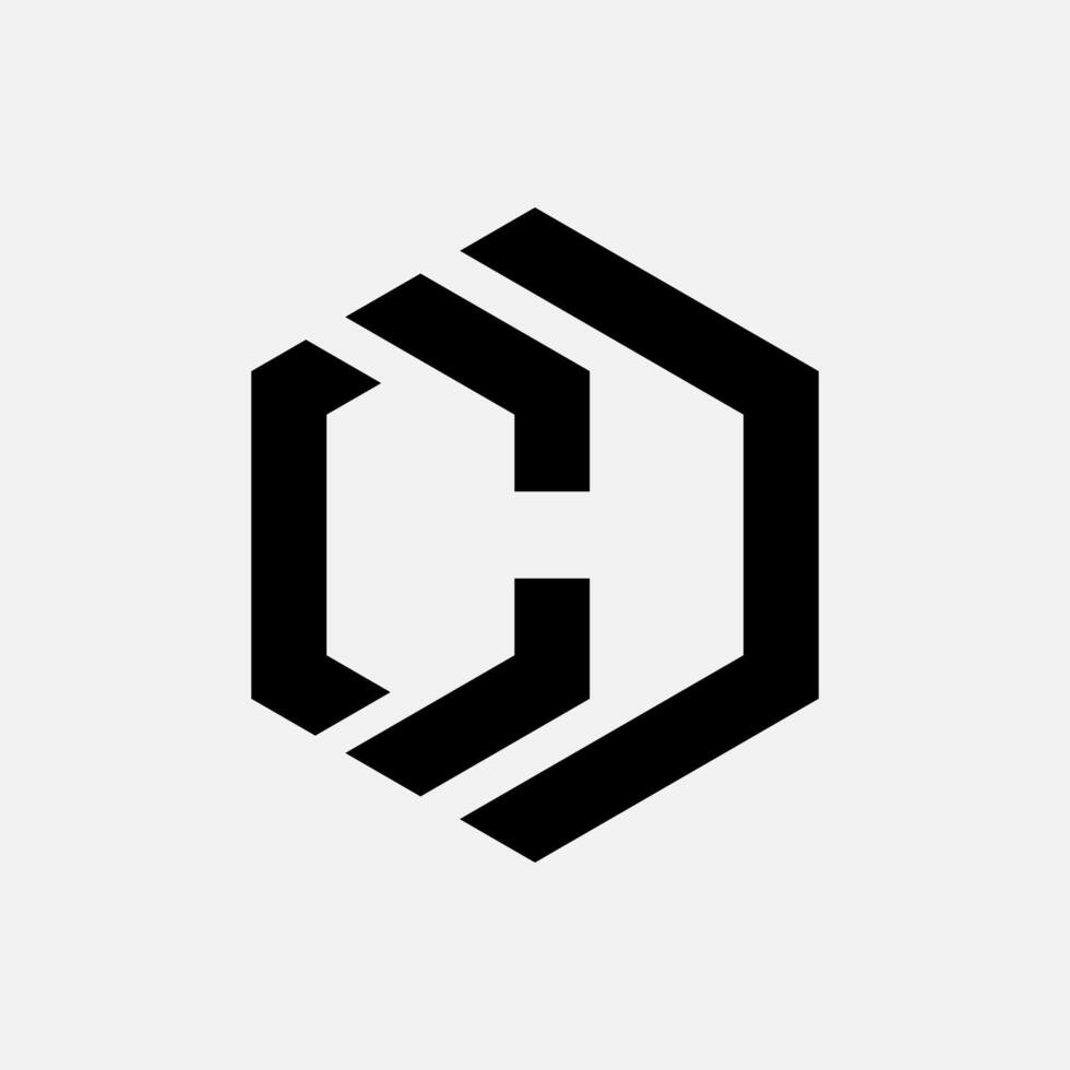 CHD Hexagon Negative Space Logo Design vector