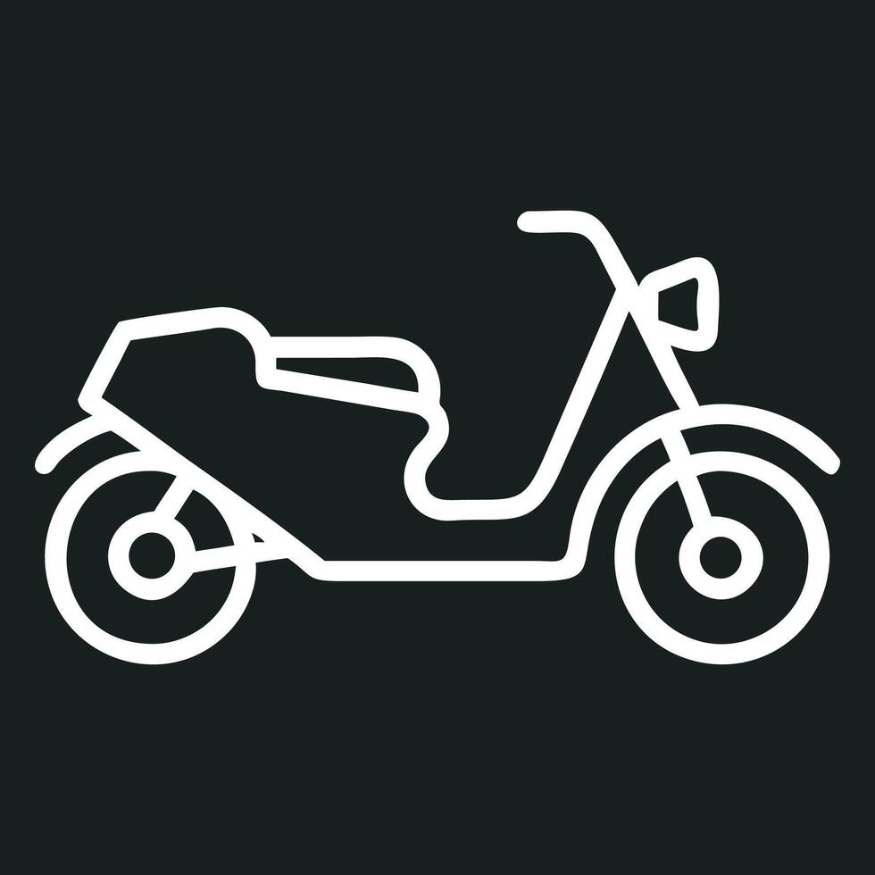 A motorcycle is shown in a line drawing on a black background vector