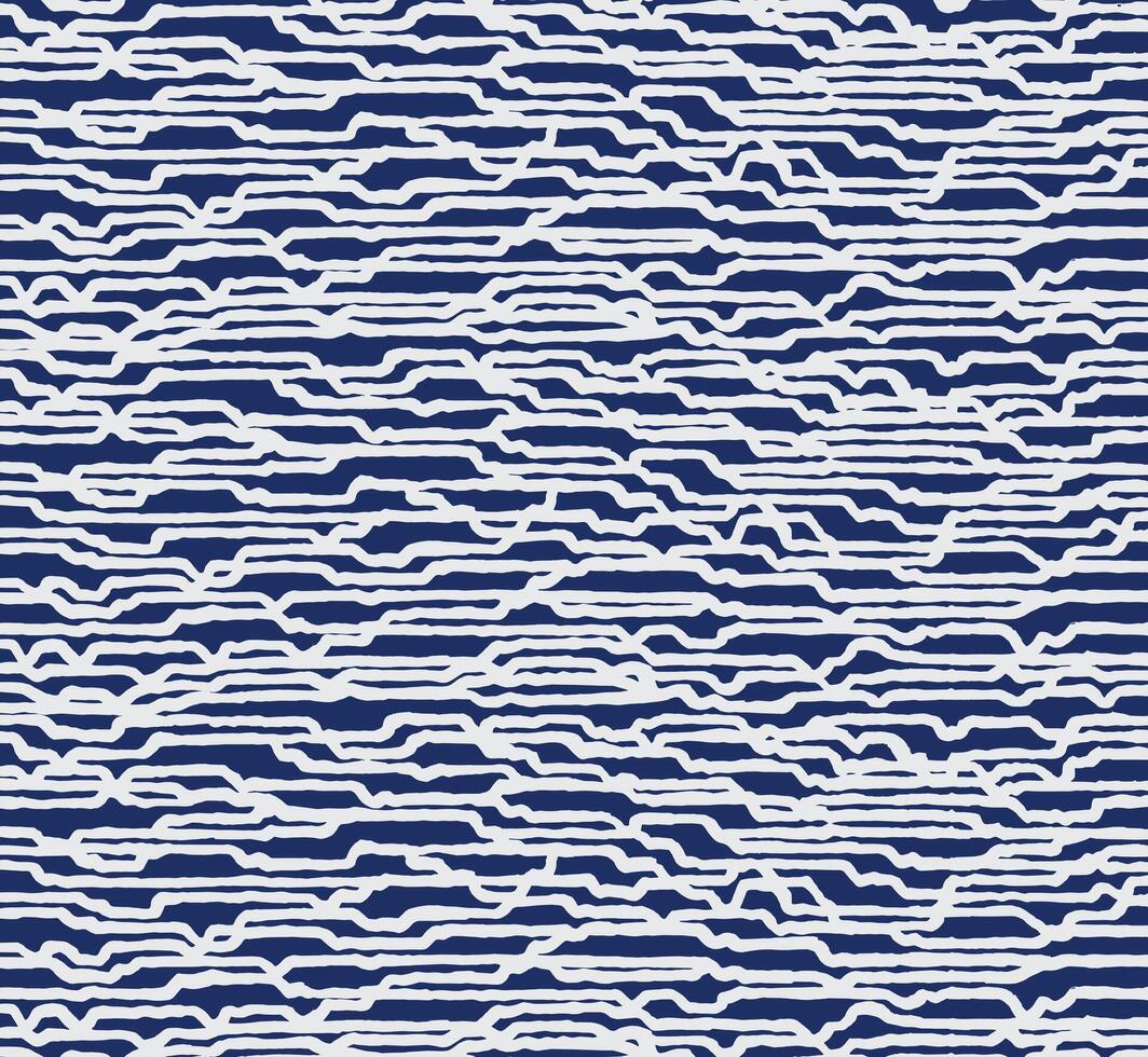 Hand drawn brush lines abstract horizontal doodle pattern, tribal and folk hand paint texture background in white and blue, simple graphic for textile, carpet vector