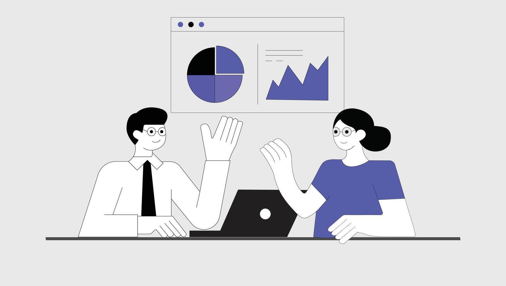 Business Analytics Data Visualization, Collaboration, Charts, Graphs, Teamwork, Success, Presentatio vector
