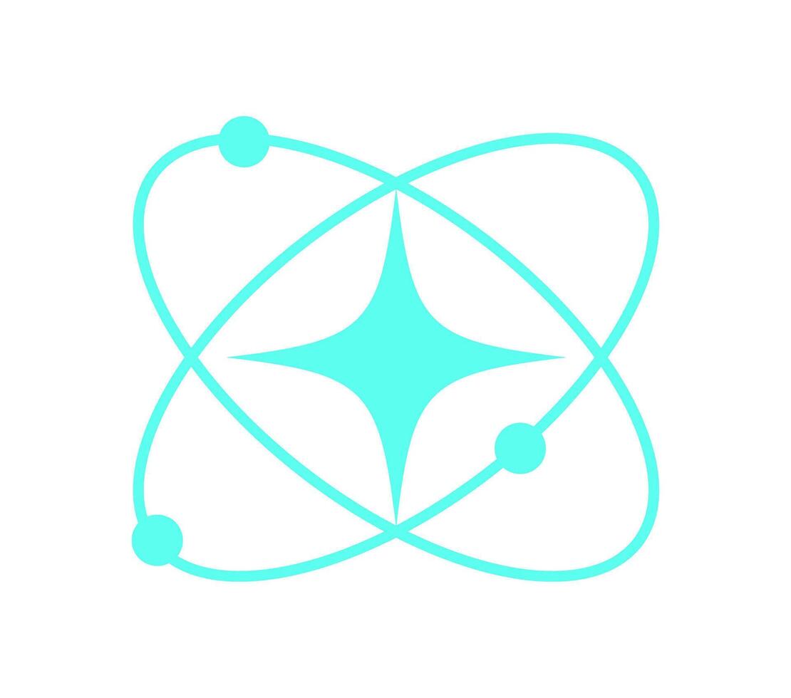 Y2K retro space icon shape. Abstract Cosmic futuristic element with star and atom shapes. Modern graphic design, bold aesthetic, suitable for decoration and trendy collections. vector