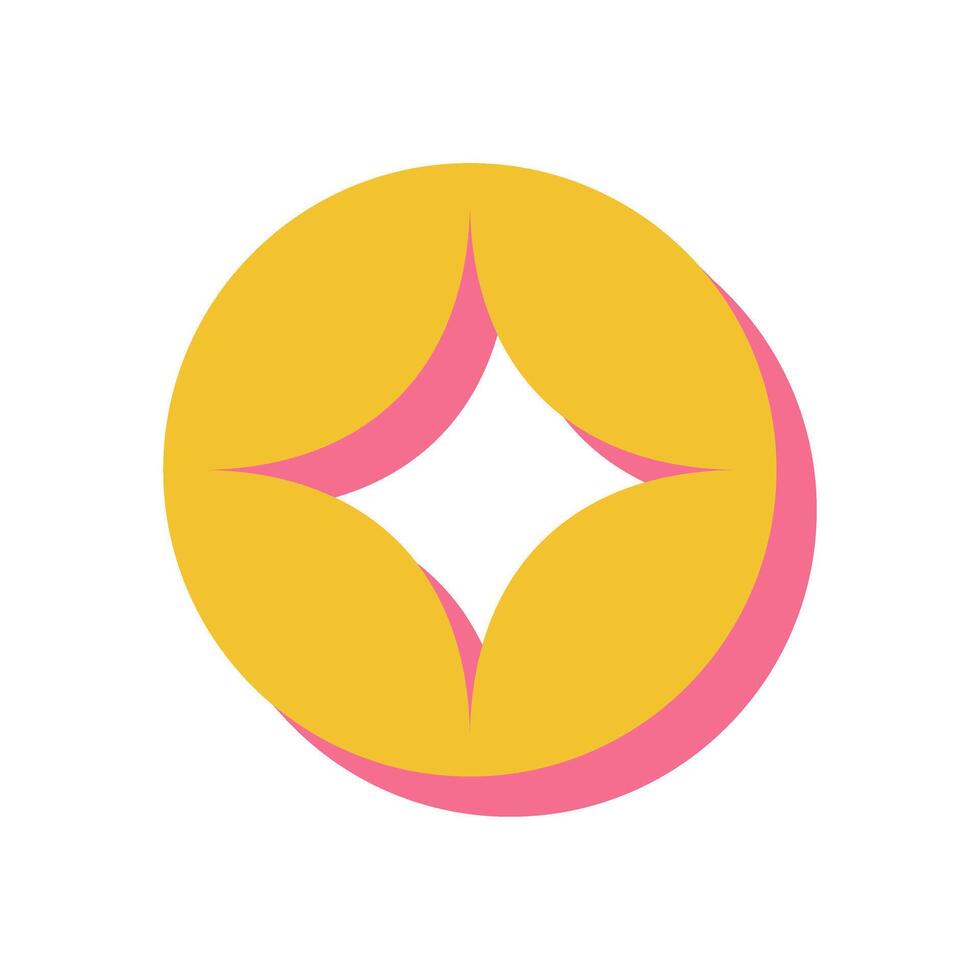 Bold Brutalist Star Icon. Abstract shape with playful elements and modern figure. Geometric icon with flat style, Y2K aesthetics, and graphic appeal, suitable for various creative projects. vector