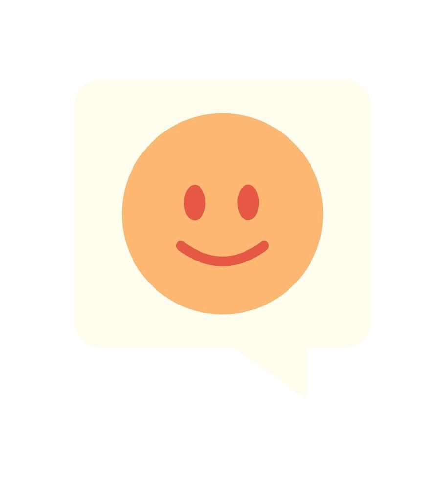Flat emoji smile character symbolizes joy and fun. Cute smiley face signifies friendly communication and social interactions. Ideal for digital media applications, this simple icon conveys positivity vector