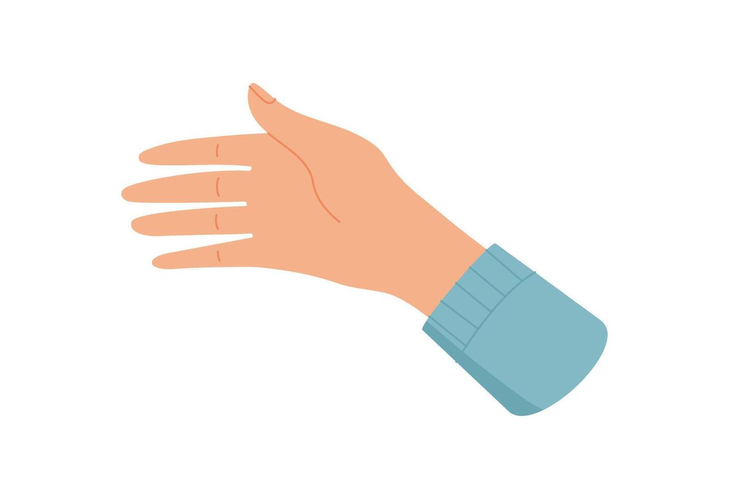 Hand gesture for payment. Human character holds an item. Payment concept, flat style, potential for finance or business vector