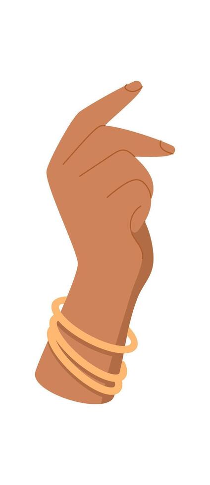 Female hand gesture icon. Flat character symbol of people. This graphic represents the concept of donation, highlighting a human element with a hand, powerful symbol giving. vector
