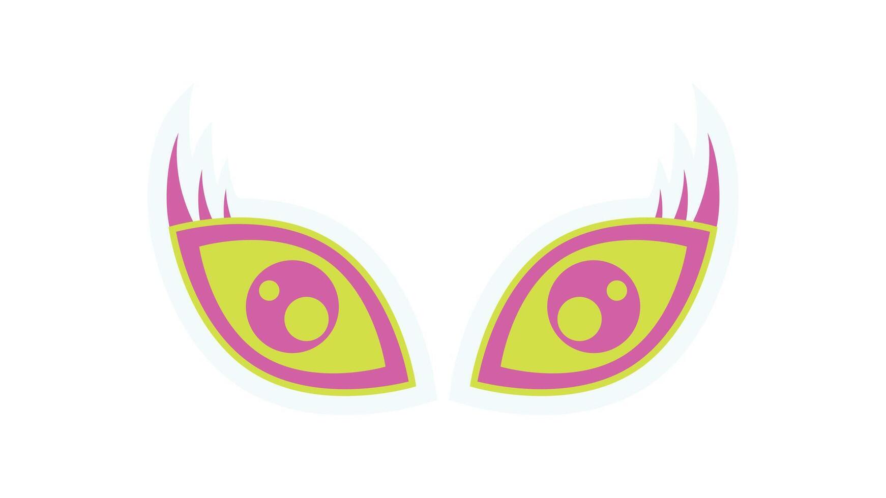 Y2K playful eyes sticker. Cute symbol of abstract design. Retro aesthetic, modern icon, trendy decoration. Perfect for streetwear, nostalgic 90s vibes, or bold artistic projects. vector