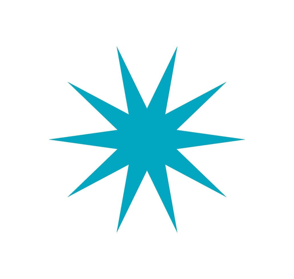 Bold geometric star icon. Abstract star shape symbol. Modern element of brutalism, flat style, potential usage in graphic design and y2k aesthetics. vector