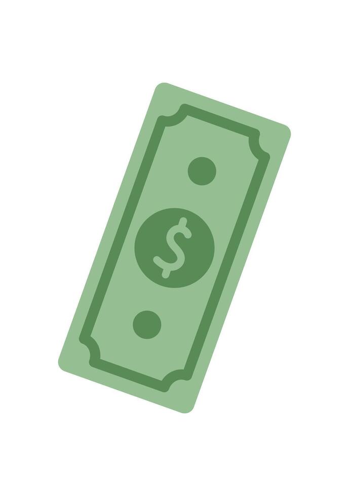 Flat cash dollar bill. Graphic representation of currency. Money concept, visual style, potential usage in finance or business applications. vector