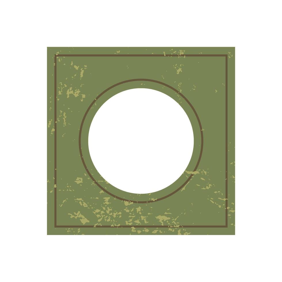 Bold abstract brutalist element. Modern shape with grunge texture. This graphic symbol features a circle and square in a unique pattern. Ideal for contemporary design and artistic projects. vector