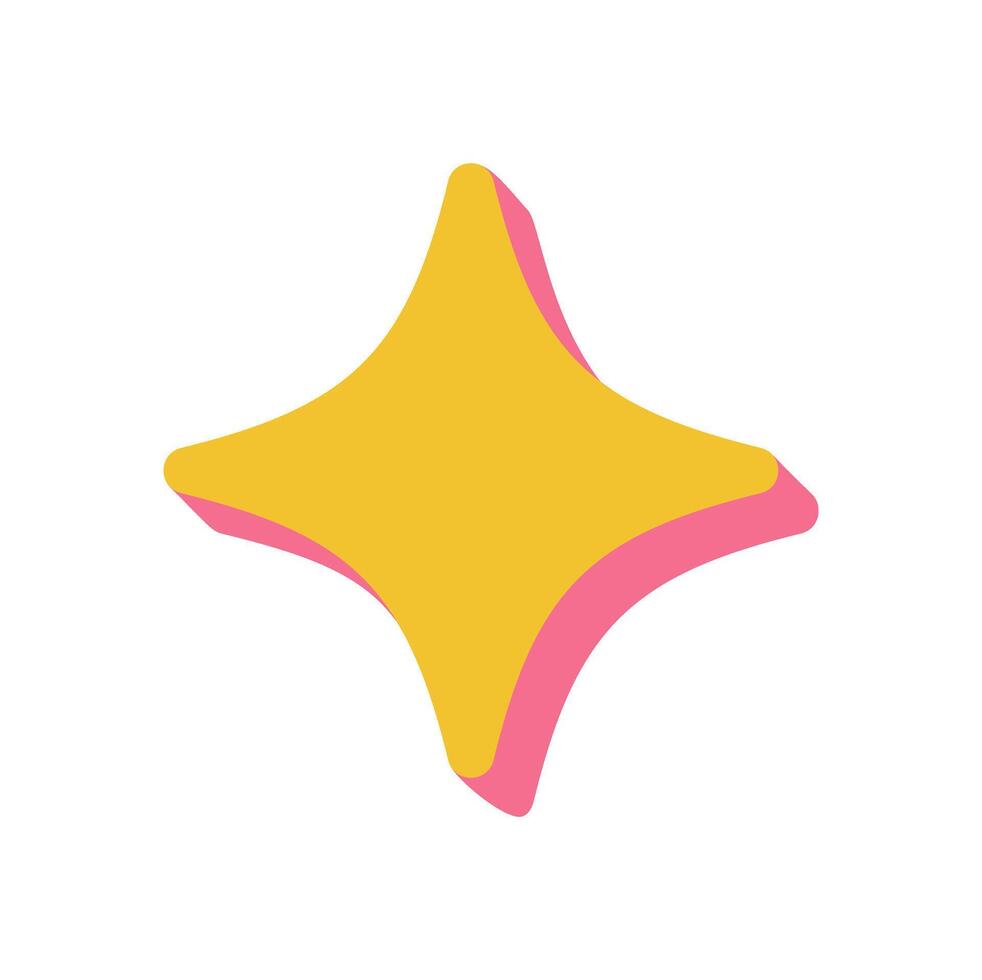 Bold brutalist star shape. Abstract icon with flat figure and graphic element. This unique symbol casts intriguing shadows, ideal for modern design projects and y2k aesthetic themes. vector