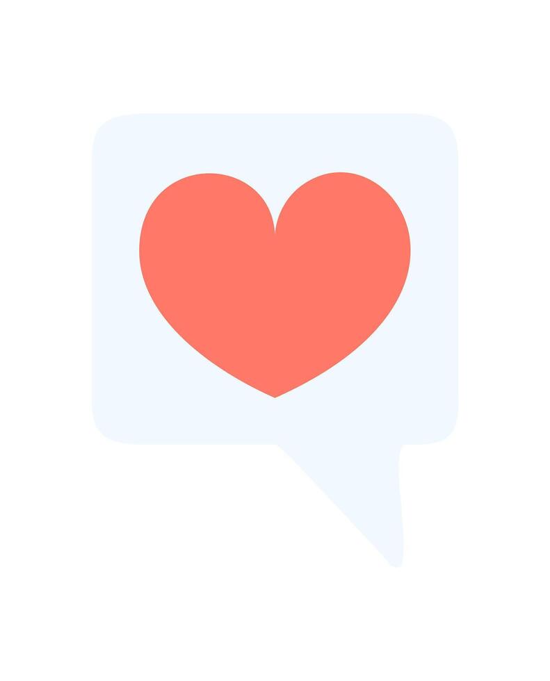 Heart sticker emoji chat message. Cute character signifying love and happiness. Bright visual style, flat design, ideal for social media, online platforms, and communication services. vector