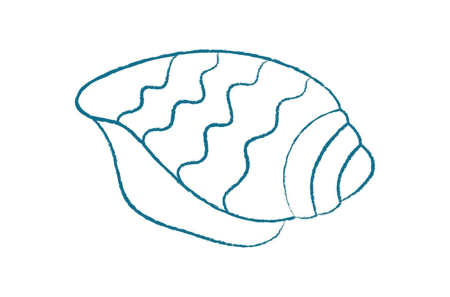 Chalk style seashell icon. Crayon seashell shape represents marine creature life. Undersea doodle in aquatic theme, flat design, suitable for summer decor and educational materials. vector