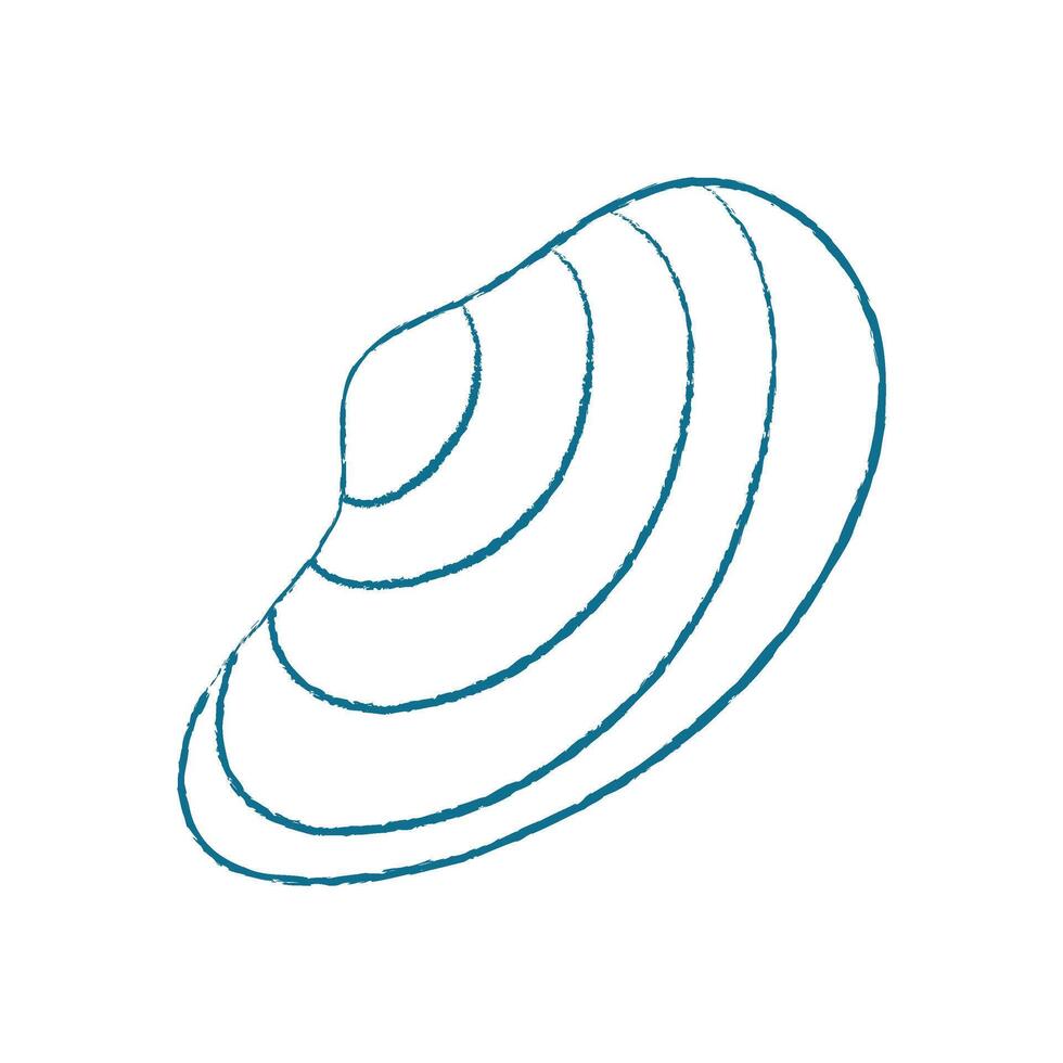 Chalk seashell icon. Crayon shell illustration. Marine aquatic creature, doodle style, perfect for summer themes and ocean projects. Great for use in educational materials and aquatic designs. vector