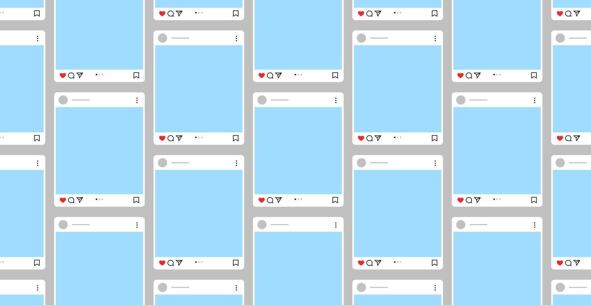 Blank Instagram carousel post mockup template with white interface vector