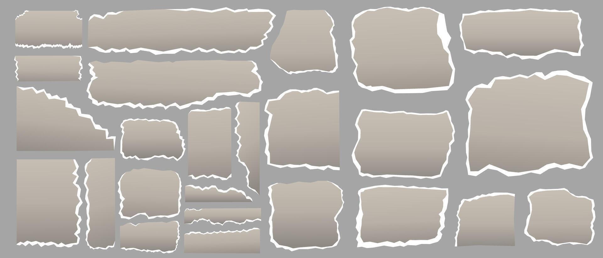 Collection of worn retro collages, torn paper vector