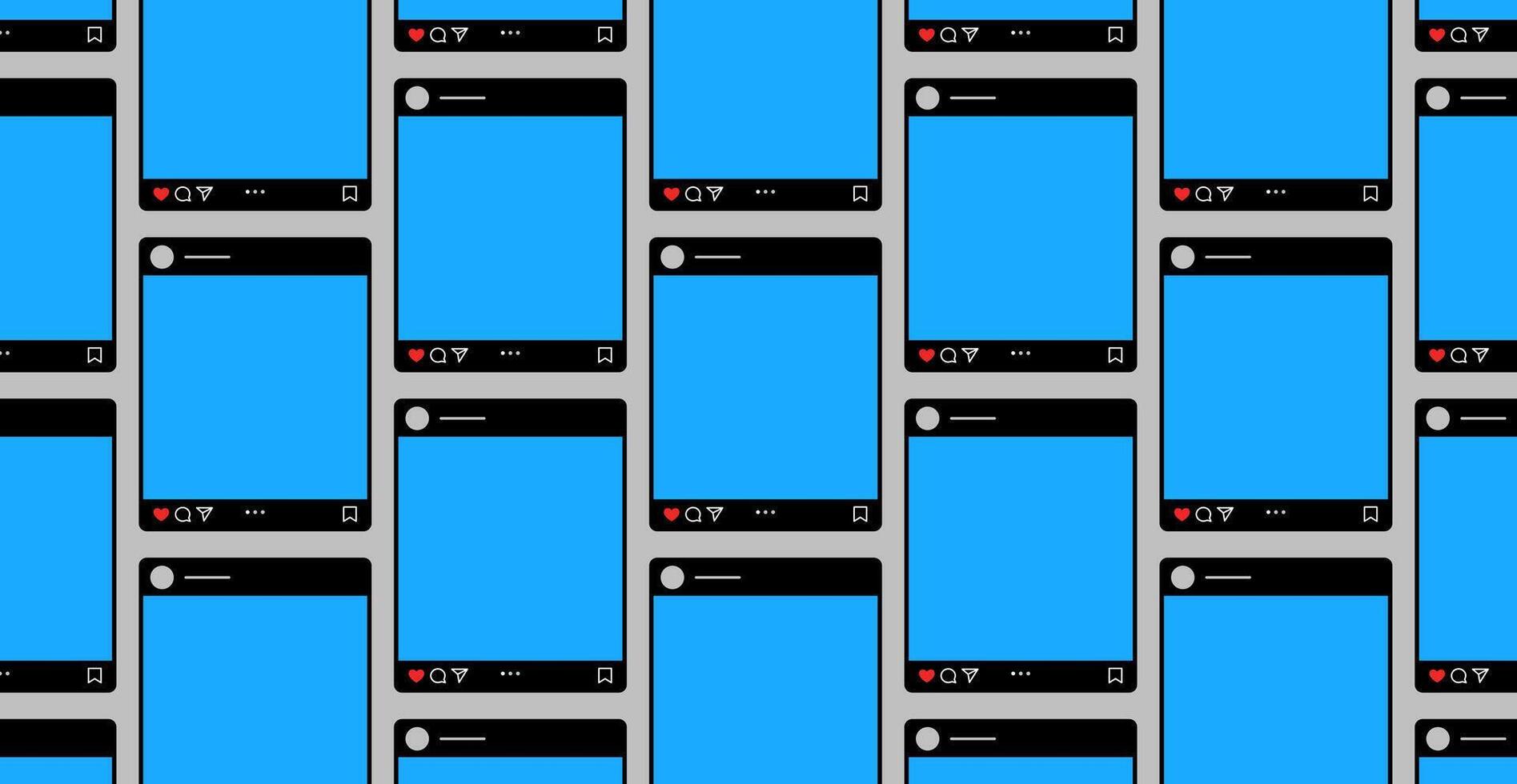 Blank Instagram carousel post mockup template with black interface vector
