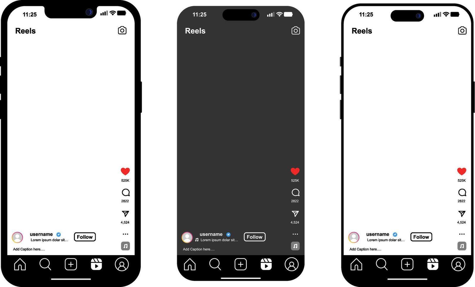Instagram Reel mockup template illustration with iPhone 17 Pro Max and iPhone 14 vector