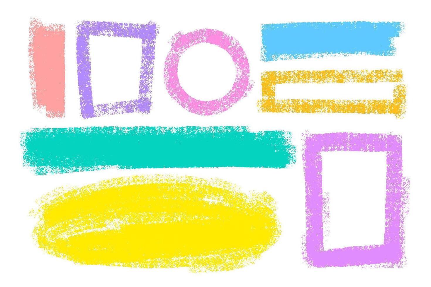 Colourful brush strokes and shapes. Paint brush hand drawn design elements. vector