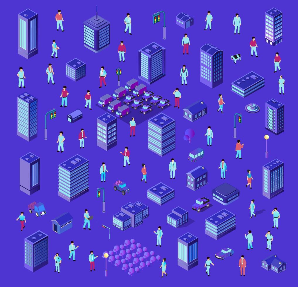 Colorful illustration of urban city life vector