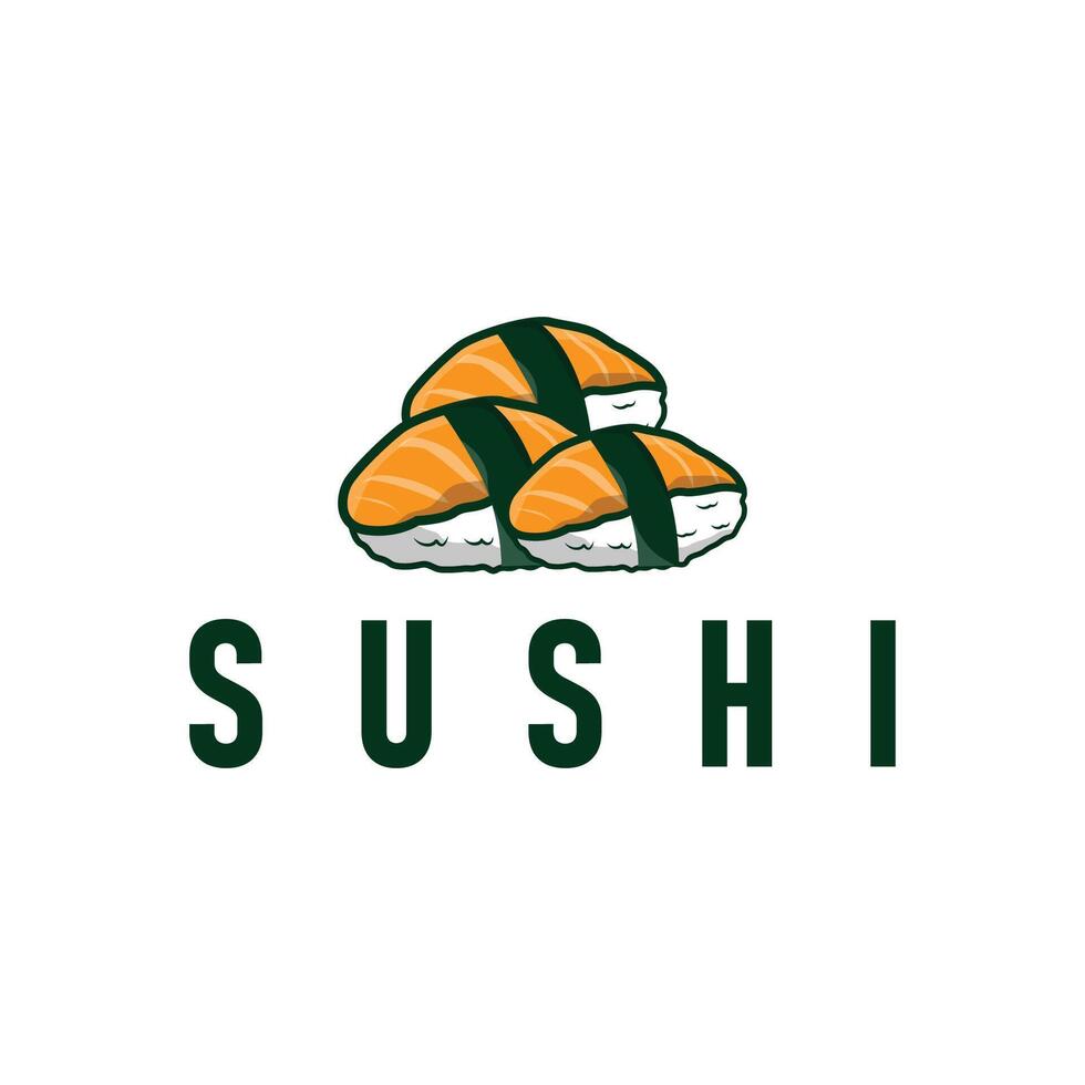 Sushi logo design as a typical Japanese food with an authentic and delicious taste, simple illustration vector