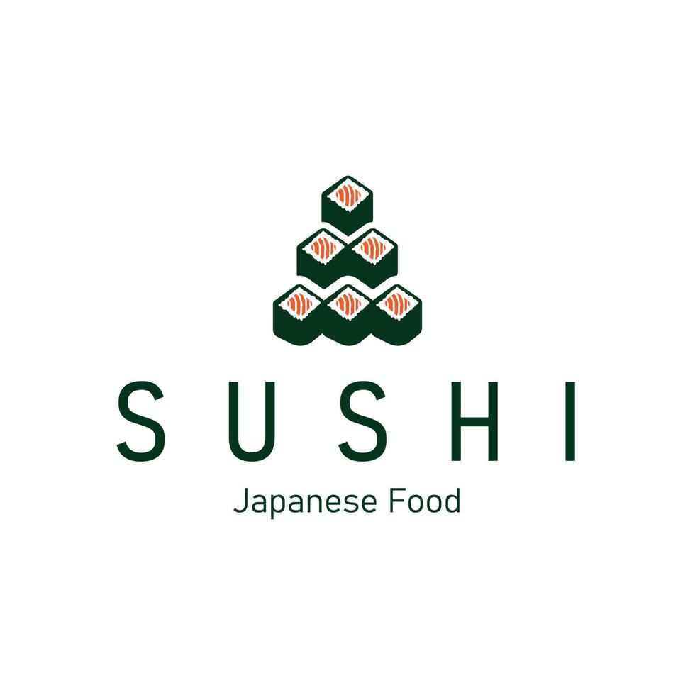 Sushi logo a typical Japanese food with an authentic and delicious taste, simple template illustration vector