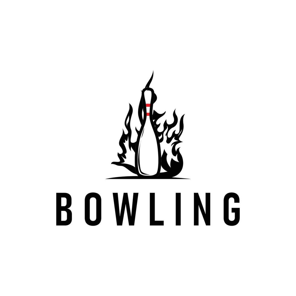 sport branch with bowling logo, simple minimalist black silhouette with bowling ball and pins, design illustration template vector