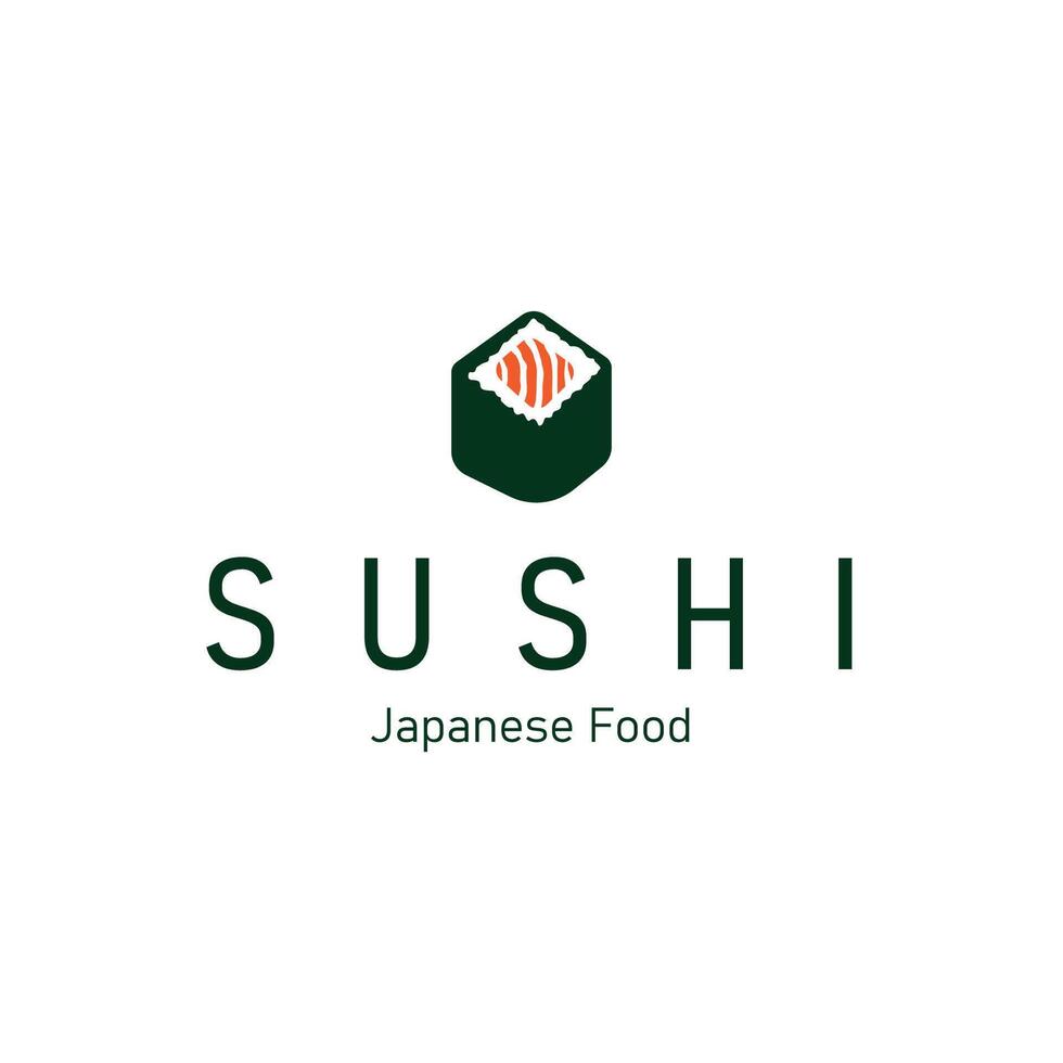Sushi logo design as a typical Japanese food an authentic and delicious taste, simple template illustration vector