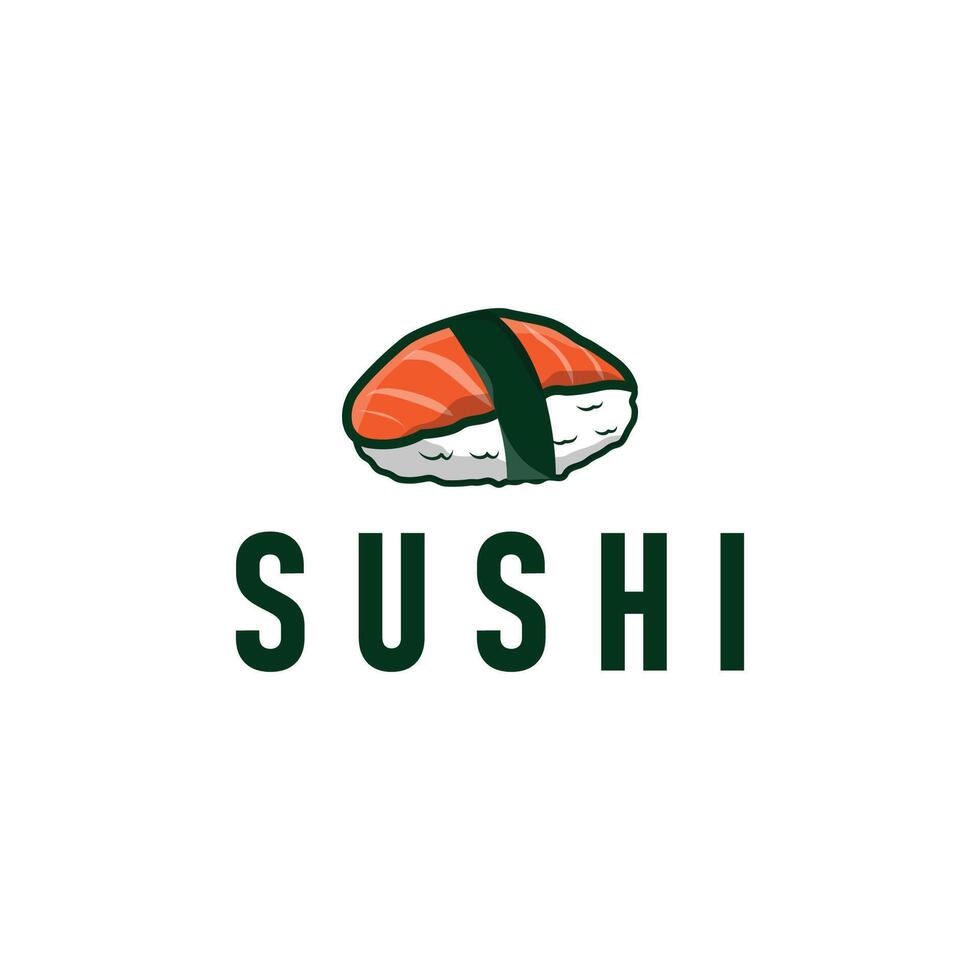 Sushi logo a typical Japanese food with an authentic and delicious taste, template illustration vector