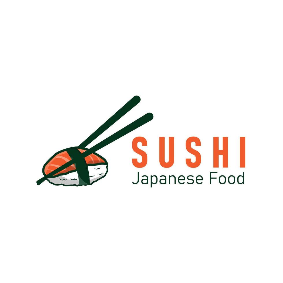 Sushi logo design as a typical Japanese food authentic delicious taste, simple template illustration vector