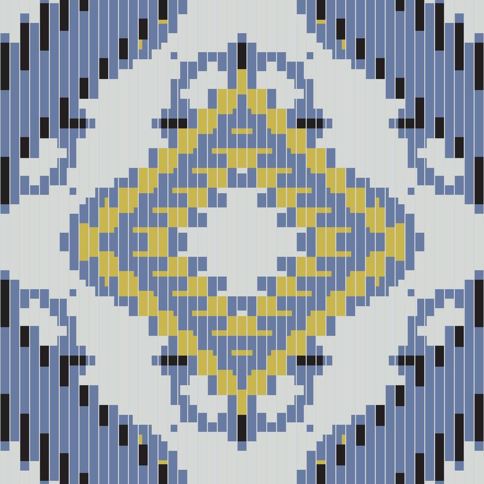 Geometric Pattern Ikat Pattern Dressfolk Embroidery, Aztec Geometric Ornament Print. Design for Carpet, Wallpaper, Clothing, Wrapping, Fabric vector