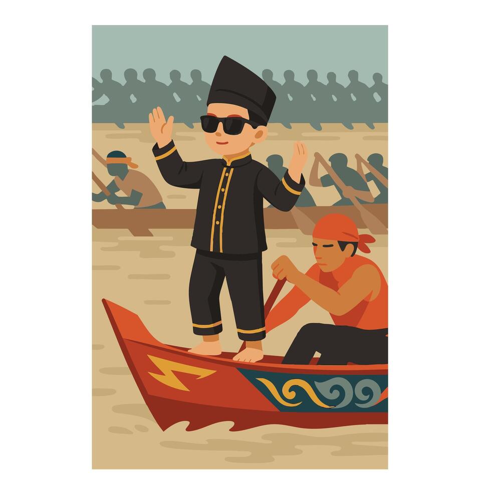 Children celebrating on a boat vector